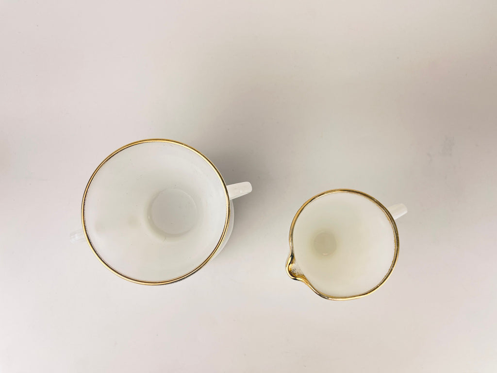 Product image for 'vintage fire king white gold gilt rim milk glass cream sugar bowl made in usa' (view cd95a5)