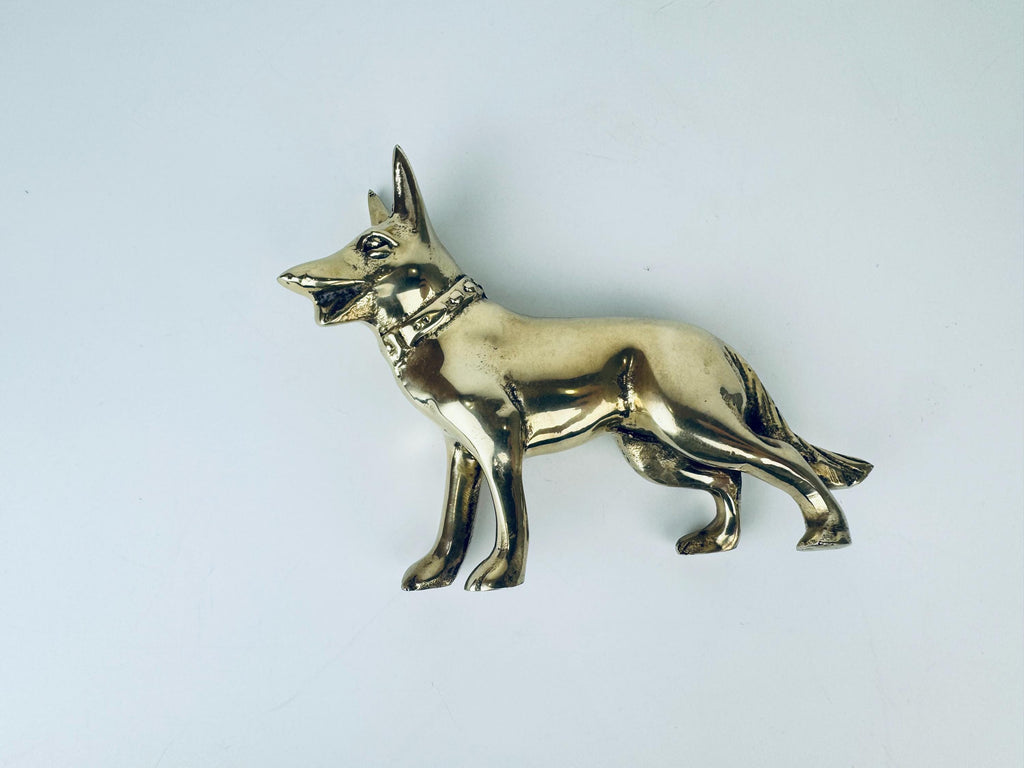 Product image for 'vintage solid brass german shepherd dog sculpture attractive aged metal patina' (view d6d31a)