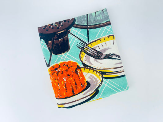 Product image for 'vintage beige green kitchen linen tea towel statement towel 100 cotton' (view a05a31)
