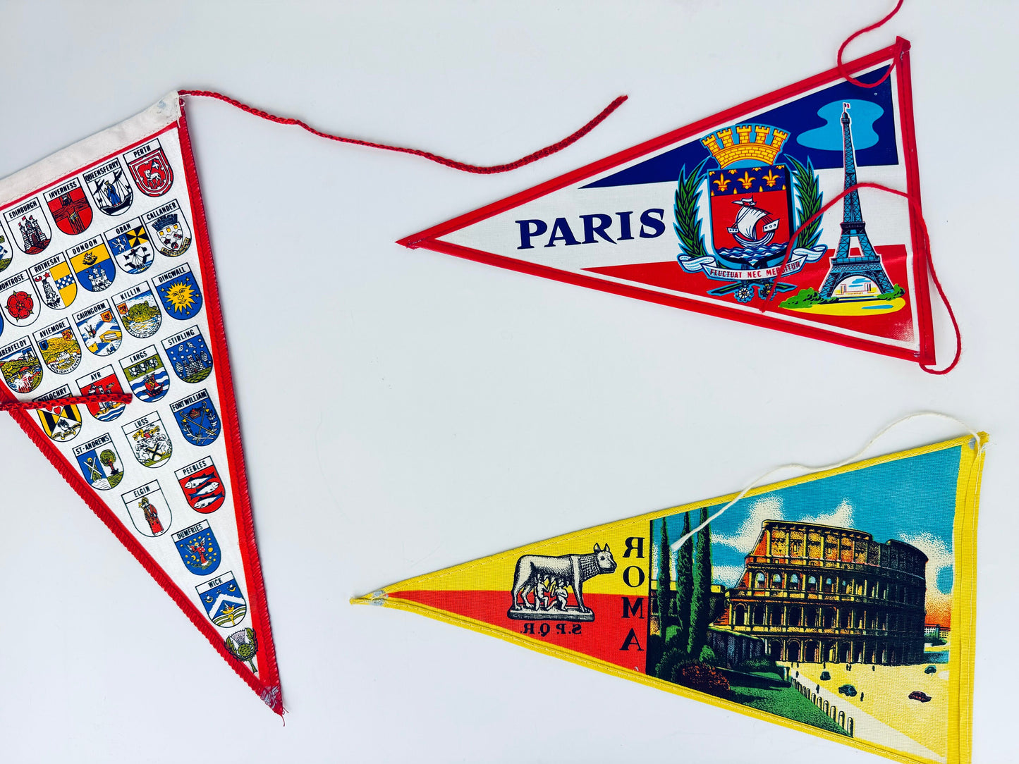 Product image for 'vintage paris london scotland and roma small tapered pennant wall hanging sold separately' (view d5d56c)