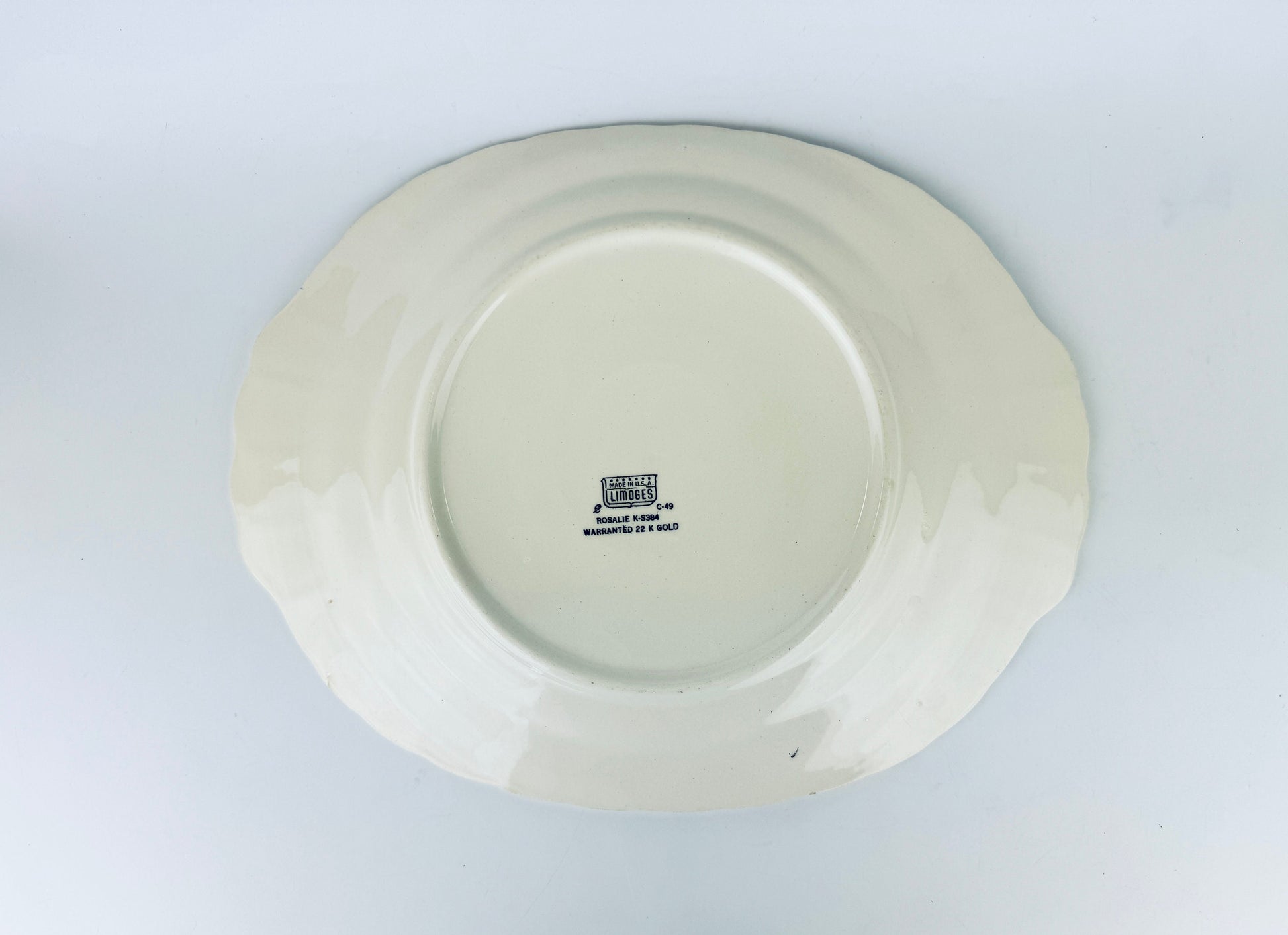 Product image for 'vintage limoges rosalie oval 22k gold floral serving tray platter scalloped design made in usa' (view d97edb)