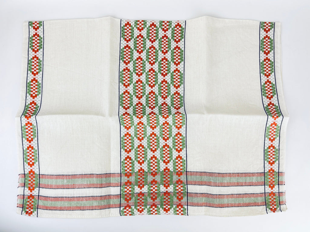 Product image for 'vintage embroidered geometric beige linen tea towel statement towel' (view ed06be)