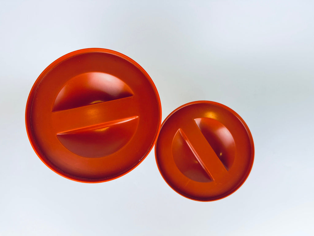 Product image for 'vintage pyrex burnt orange plastic lid glass jar containers made in usa sold separately' (view e97152)