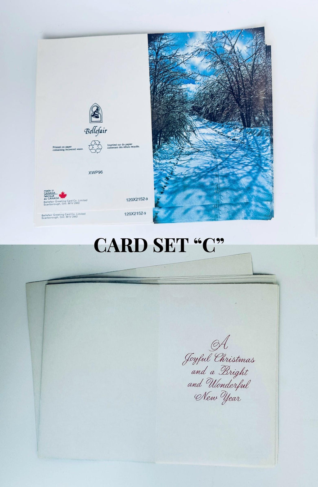 Product image for 'vintage bellefair christmas cards seasonal cards envelopes made in canada new old stock nos winter scene christmas bells' (view 0377f9)