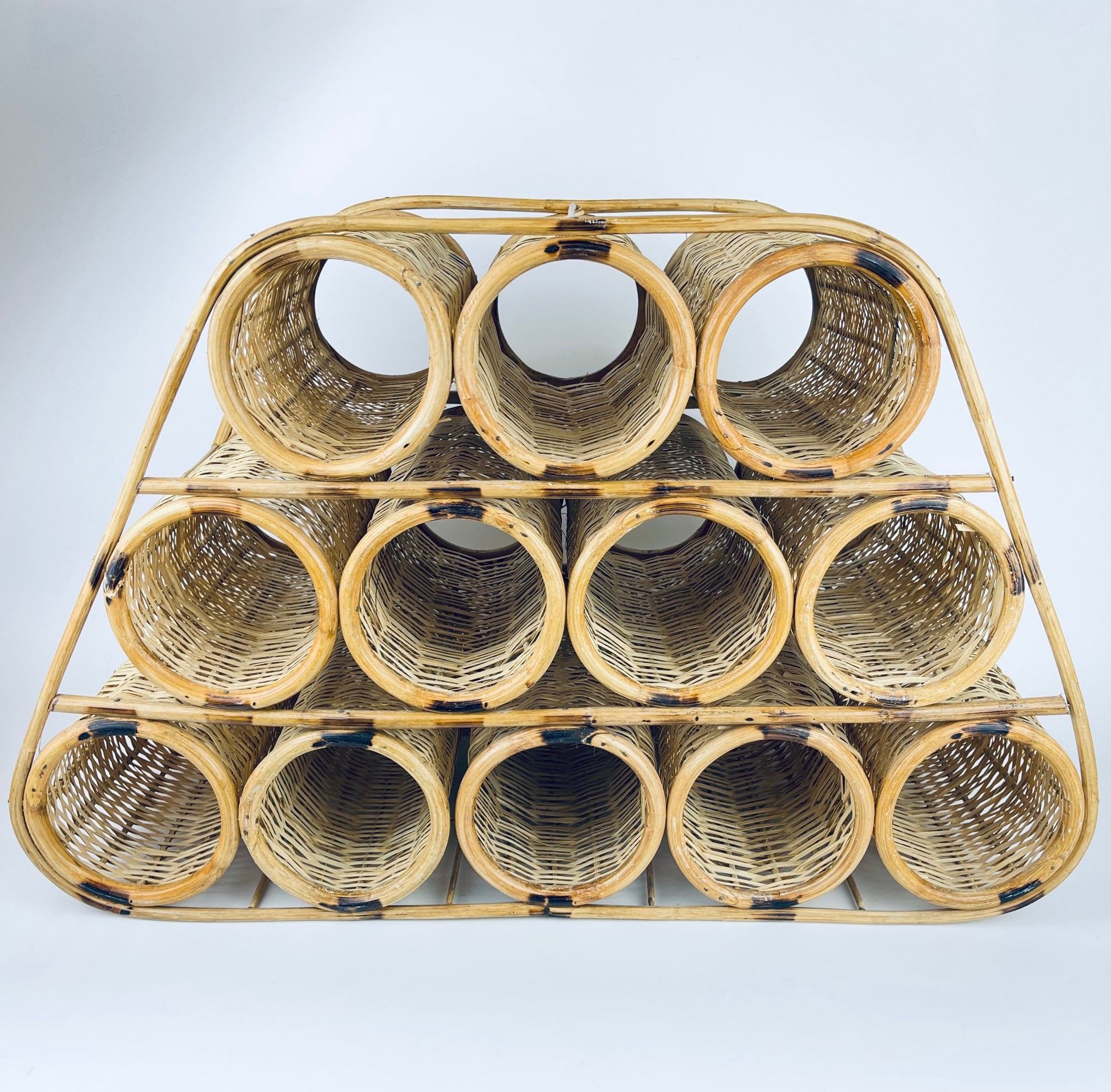 Product image for 'vintage bamboo rattan wine bottle rack twelve 12 bottle capacity' (view 35e99c)