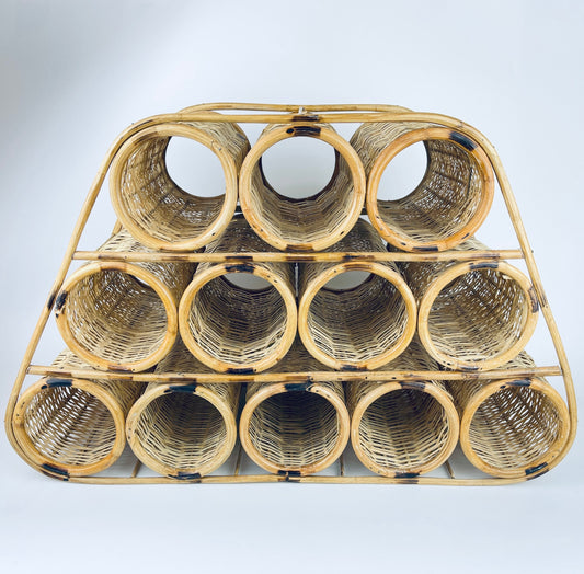 Product image for 'vintage bamboo rattan wine bottle rack twelve 12 bottle capacity' (view 35e99c)