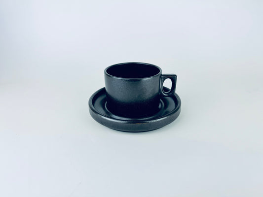 Product image for 'vintage brenne gres de grand feu stoneware coffee mug saucer made in france' (view e9559a)