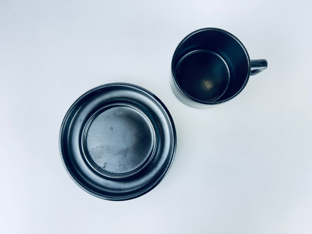 Product image for 'vintage brenne gres de grand feu stoneware coffee mug saucer made in france' (view dab9e6)