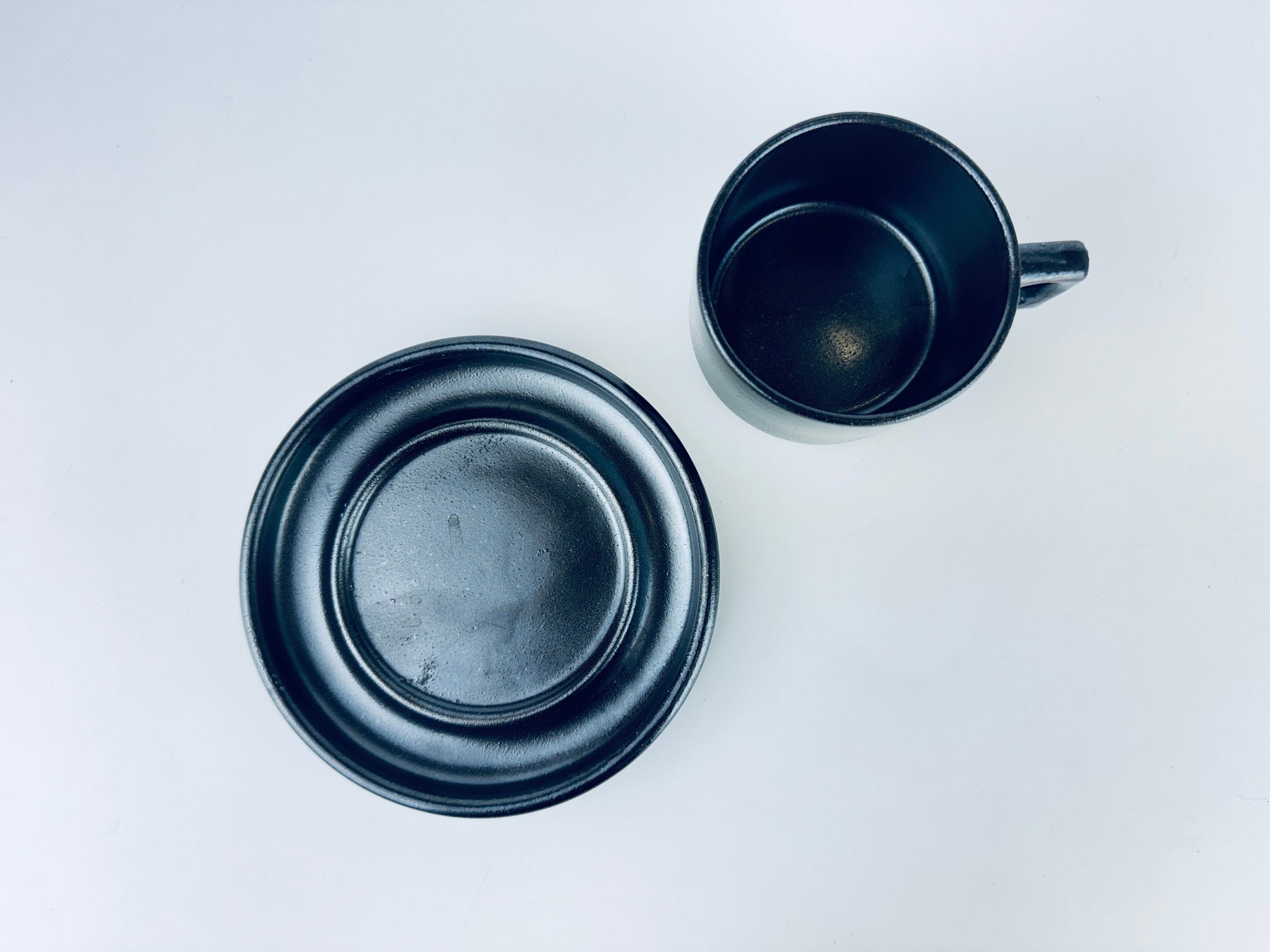Product image for 'vintage brenne gres de grand feu stoneware coffee mug saucer made in france' (view dab9e6)
