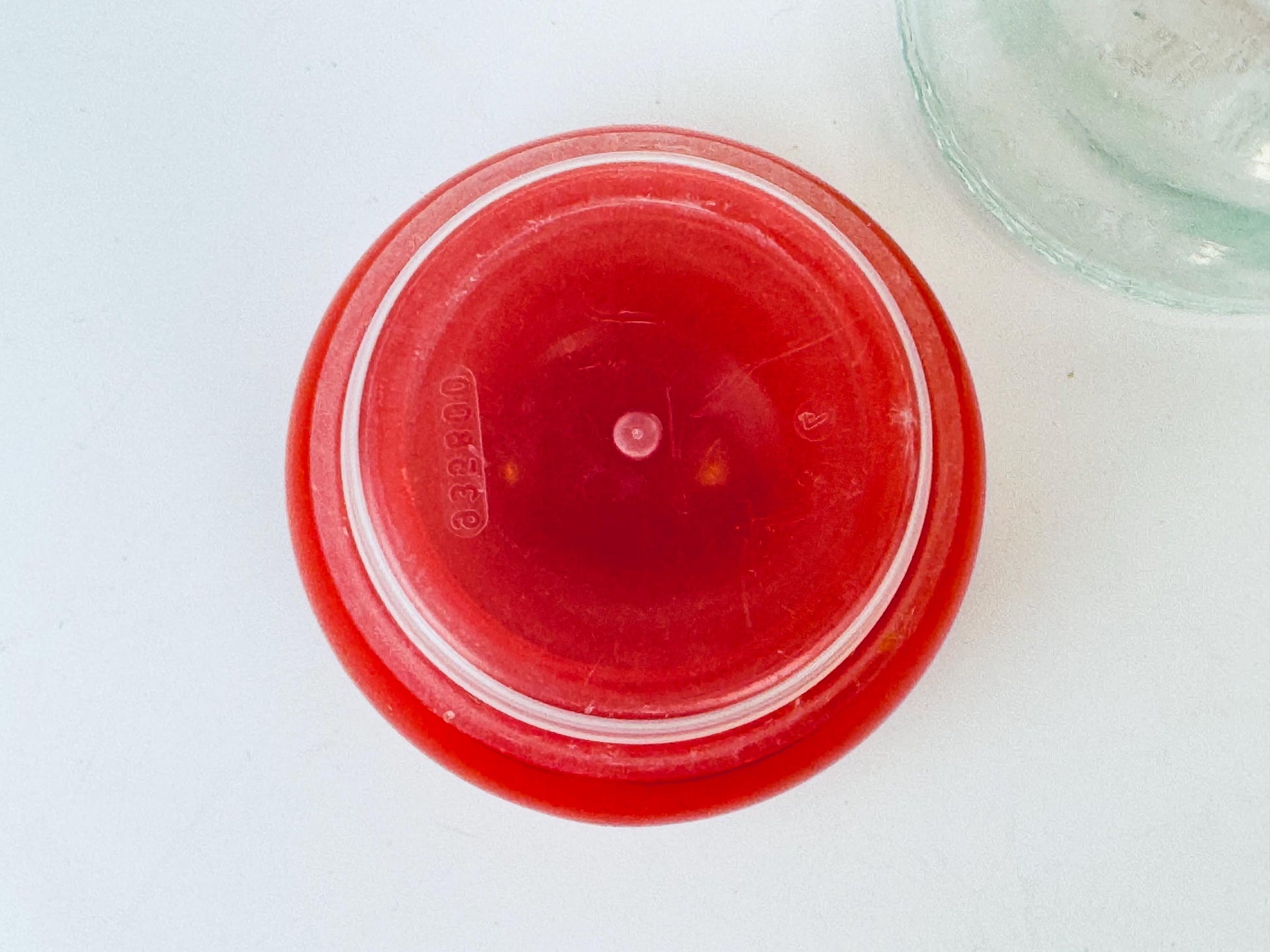 Product image for 'vintage bright red glass lid apothecary airtight glass jar made in belgium' (view 17f335)