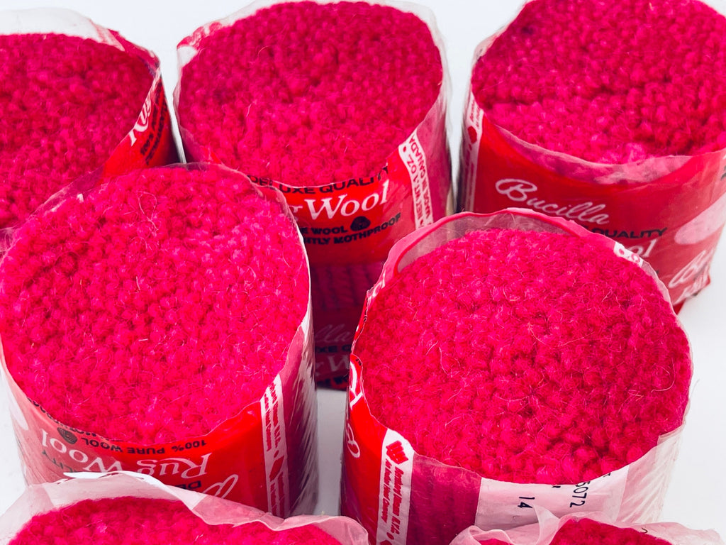 Product image for 'vintage fuchsia pink wool rug yarn bucilla deluxe quality 100 pure wool permanently mothproof made in canada individually priced' (view df7875)