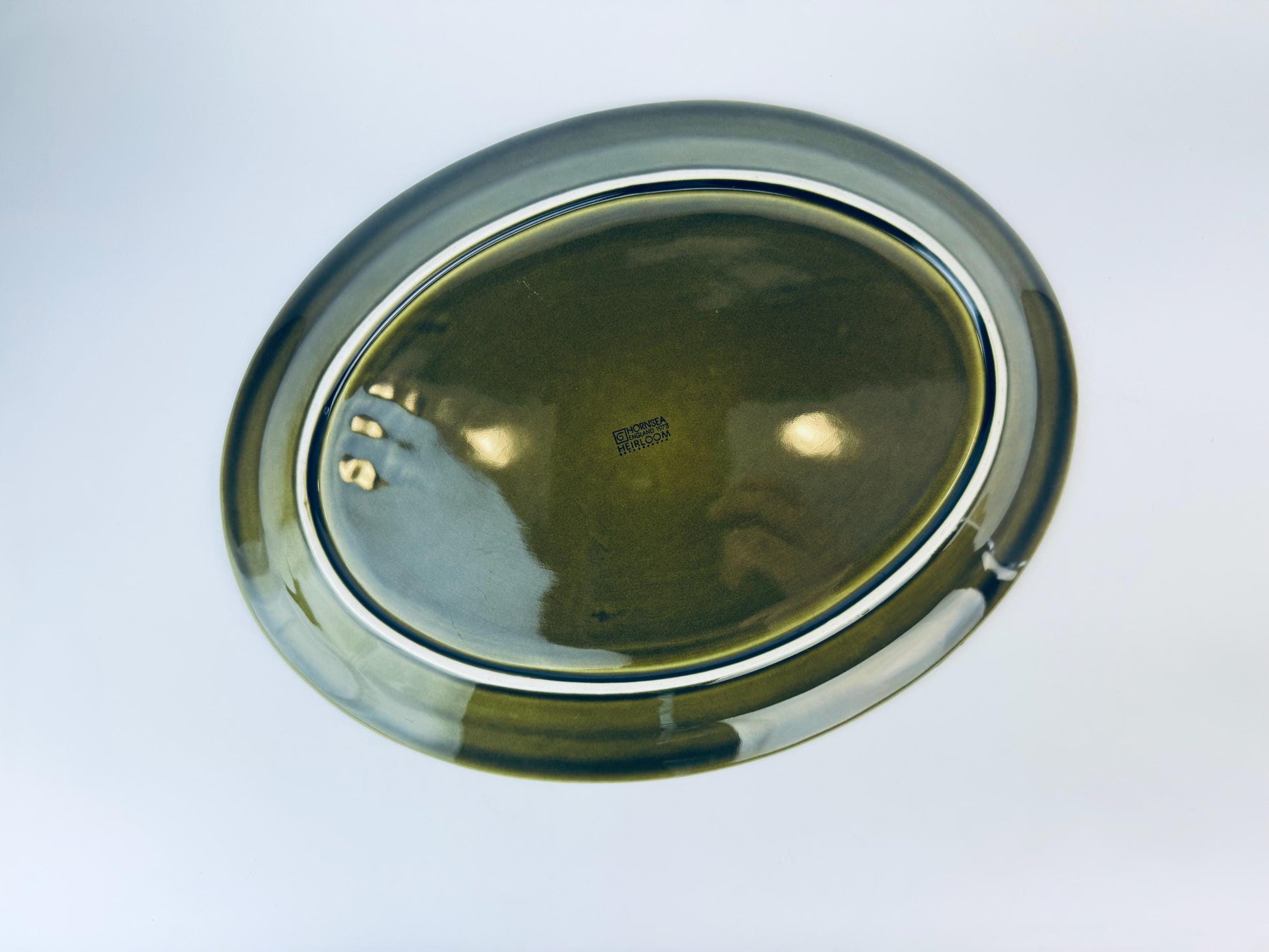 Product image for 'vintage hornsea england olive green oval platter plate heirloom pattern' (view 3788df)