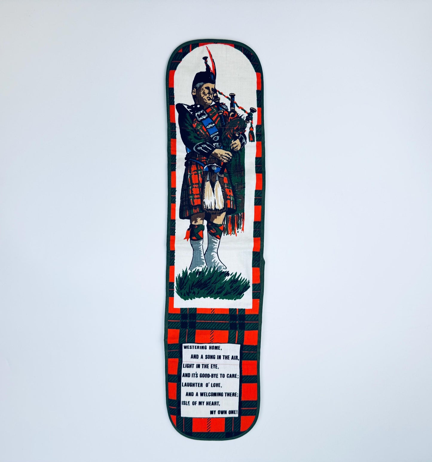 Product image for 'vintage scotland westering home bagpipes double oven mitt tartan plaid causeway uk' (view 74d8cc)