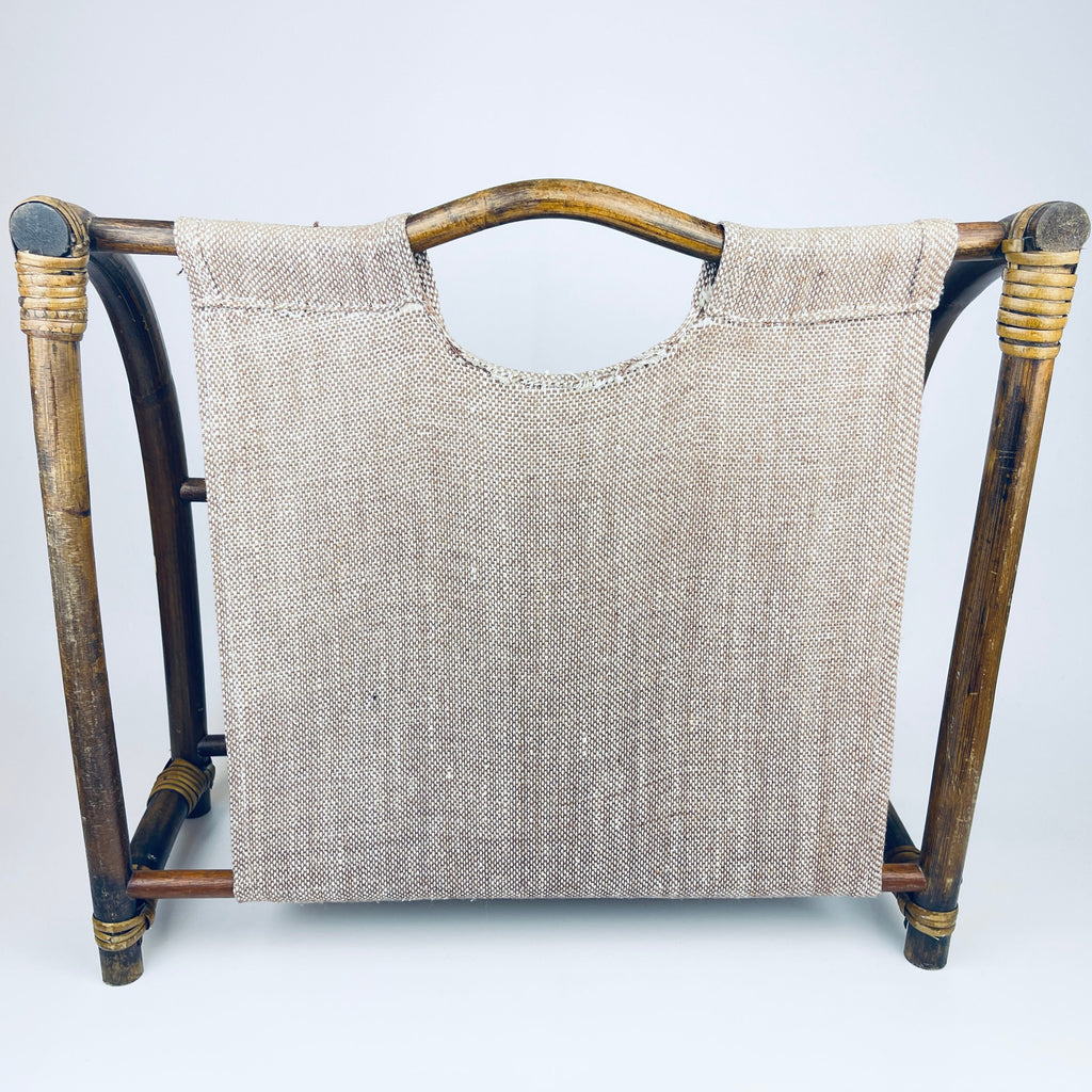 Product image for 'vintage bamboo wicker rattan magazine storage sling beige brown coloured cloth' (view 89b10c)