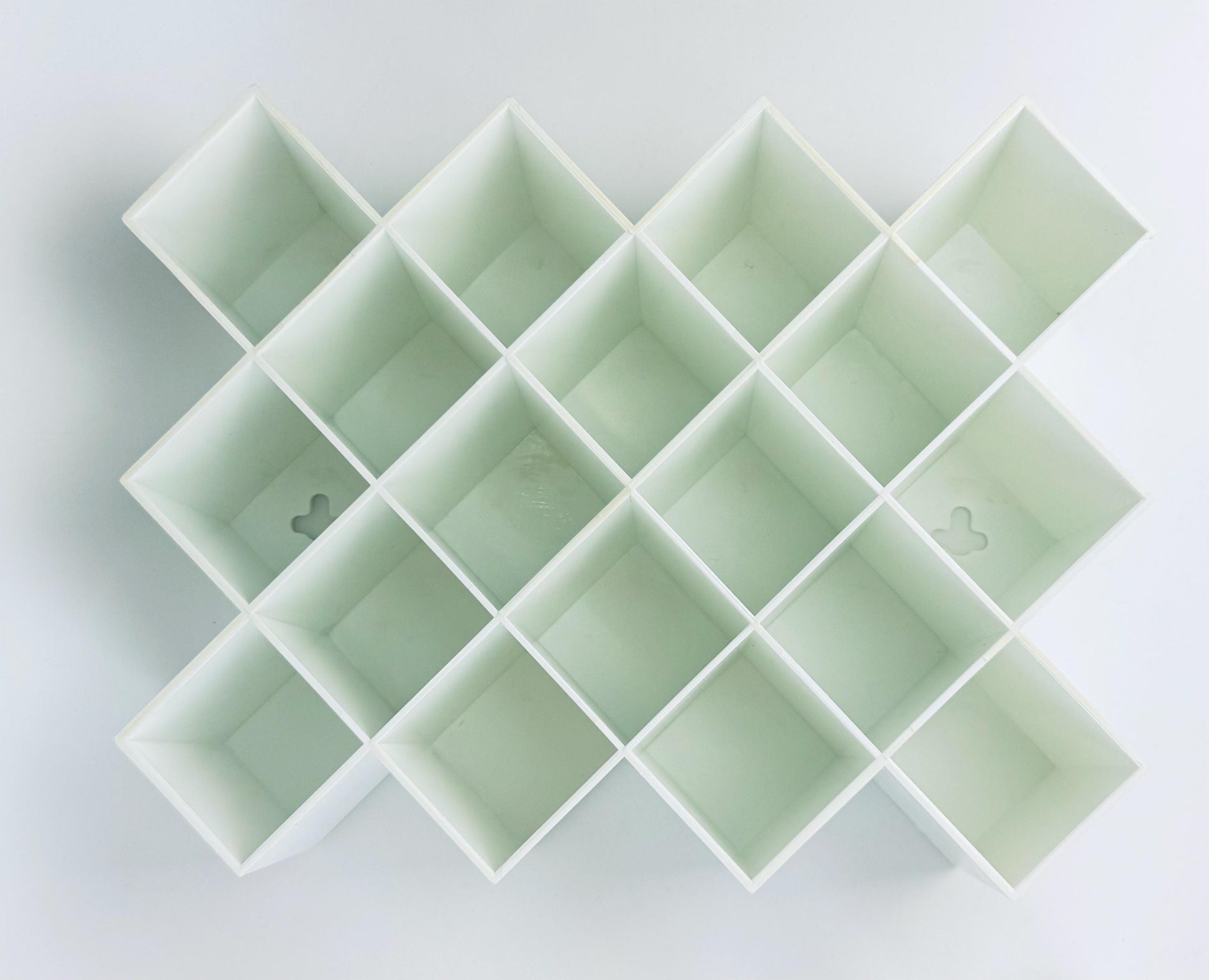 Product image for 'vintage white plastic copco modular wall spice rack designed by lubge randel set of eighteen 18' (view 7139a4)