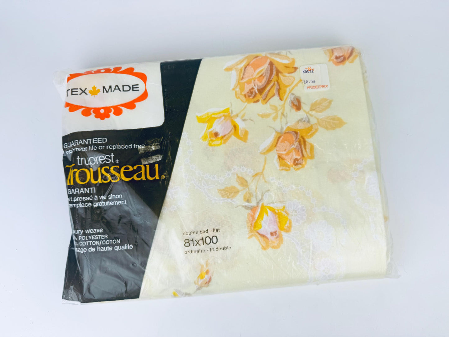 Product image for 'vintage tex made twin double floral sheet made in canada new old stock' (view 55ffbe)