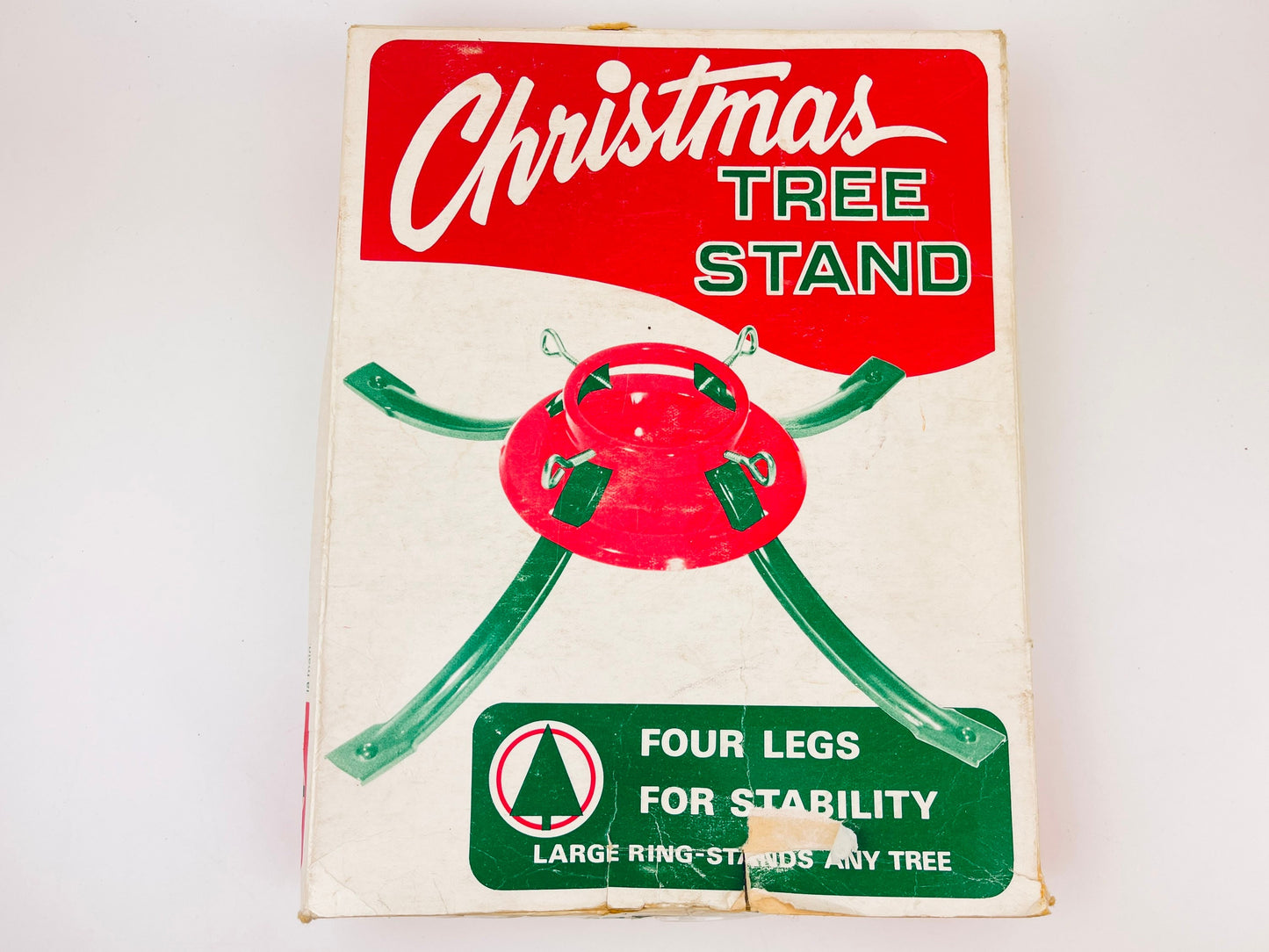 Product image for 'vintage metal christmas tree stand four legs for stability large ring stands any tree simpson sears' (view 2878c5)