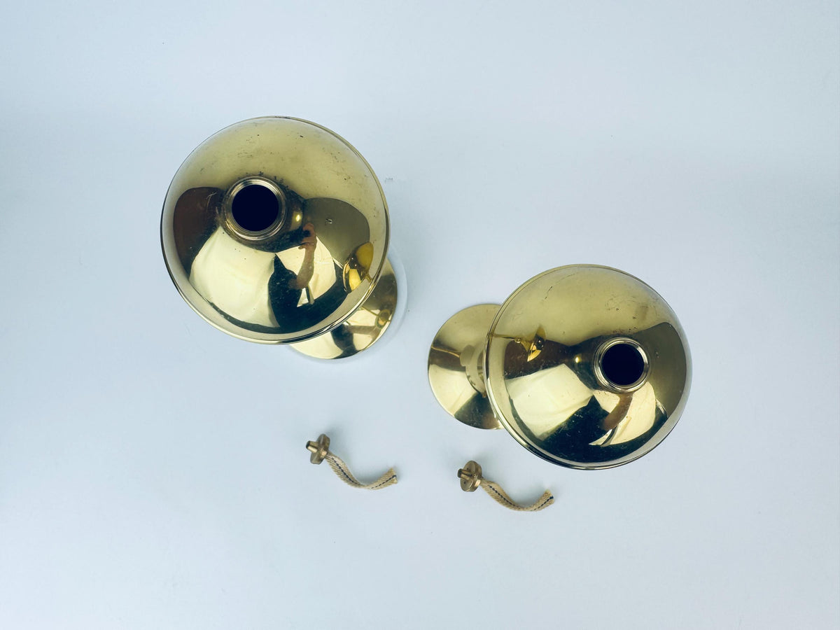 Product image for 'vintage hejl mid century danish brass oil lamps atomic mushroom shaped set of two 2 made in denmark' (view 142e38)