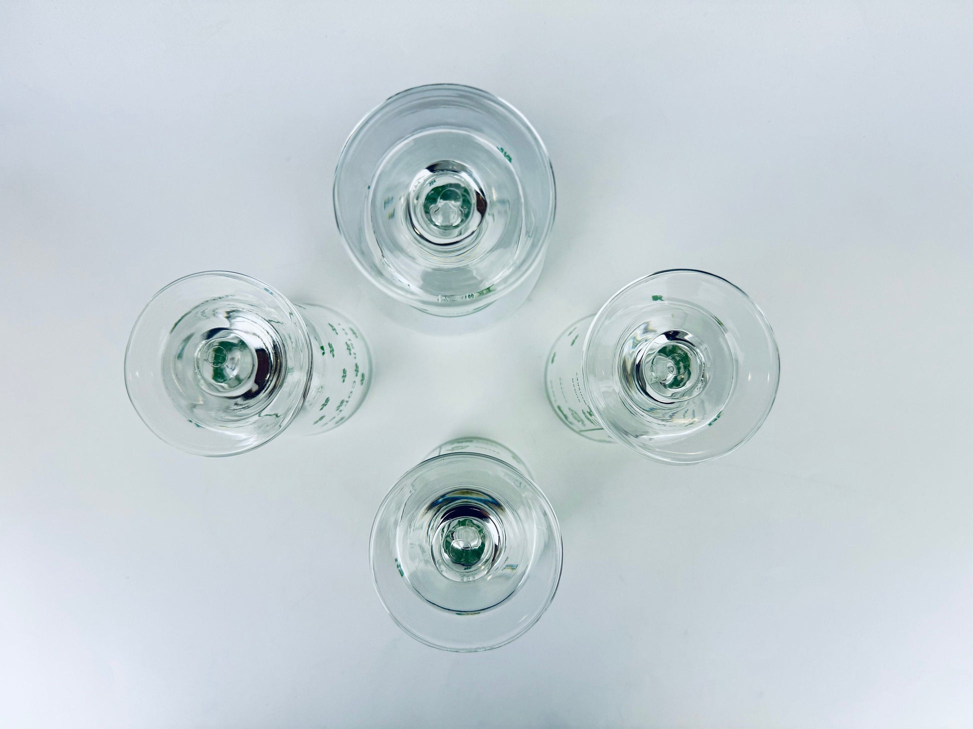 Product image for 'vintage irish coffee green shamrock pedestal glasses goblets set of four 4' (view b80059)