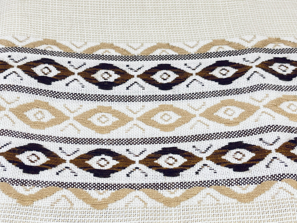 Product image for 'vintage beige acrylic embroidered table cloth geometric pattern 49 x 59' (view cf8876)