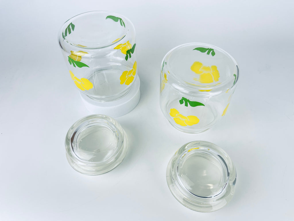 Product image for 'vintage yellow floral glass airtight container jar sold separately' (view 046ee8)