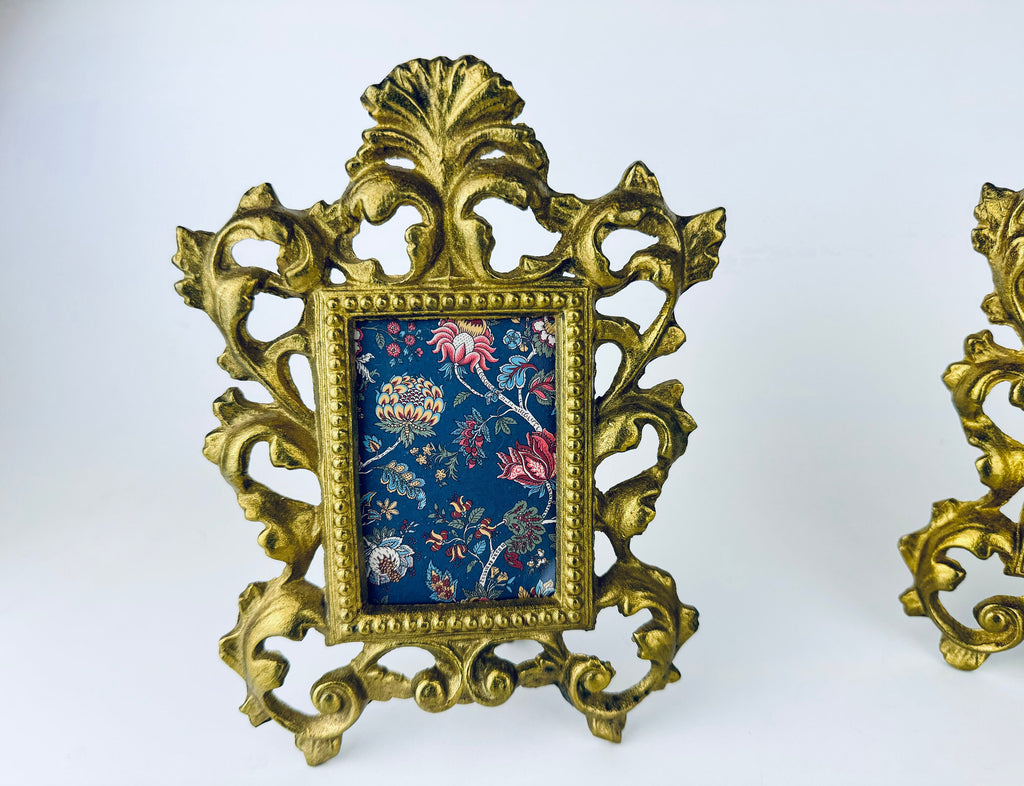 Product image for 'vintage ornate hollywood regency heavy solid brass tabletop frame 2 x 3 attractive aged metal patina sold separately' (view da1fb7)