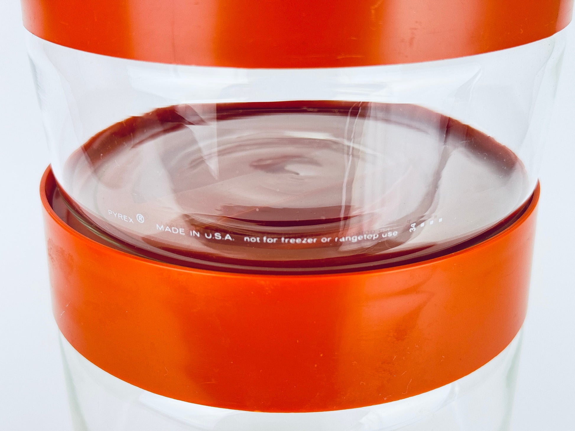 Product image for 'vintage pyrex burnt orange plastic lid glass jar containers made in usa sold separately' (view f4bc35)