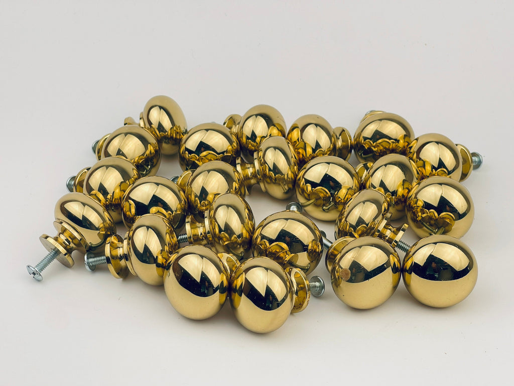 Product image for 'vintage 1980s solid brass drawer knob polished circular pull for cabinets or dressers' (view 17a7fe)