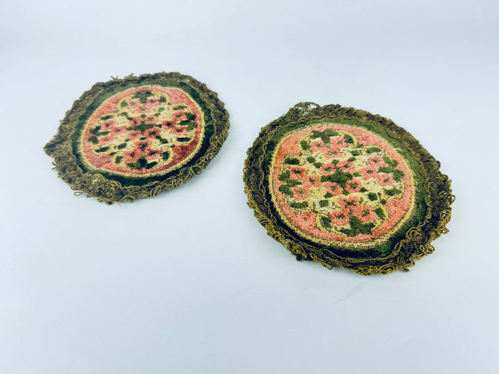 Product image for 'vintage round floral dressing table mats doilies metallic lace trim made in belgium sets sold separately' (view 5b2188)