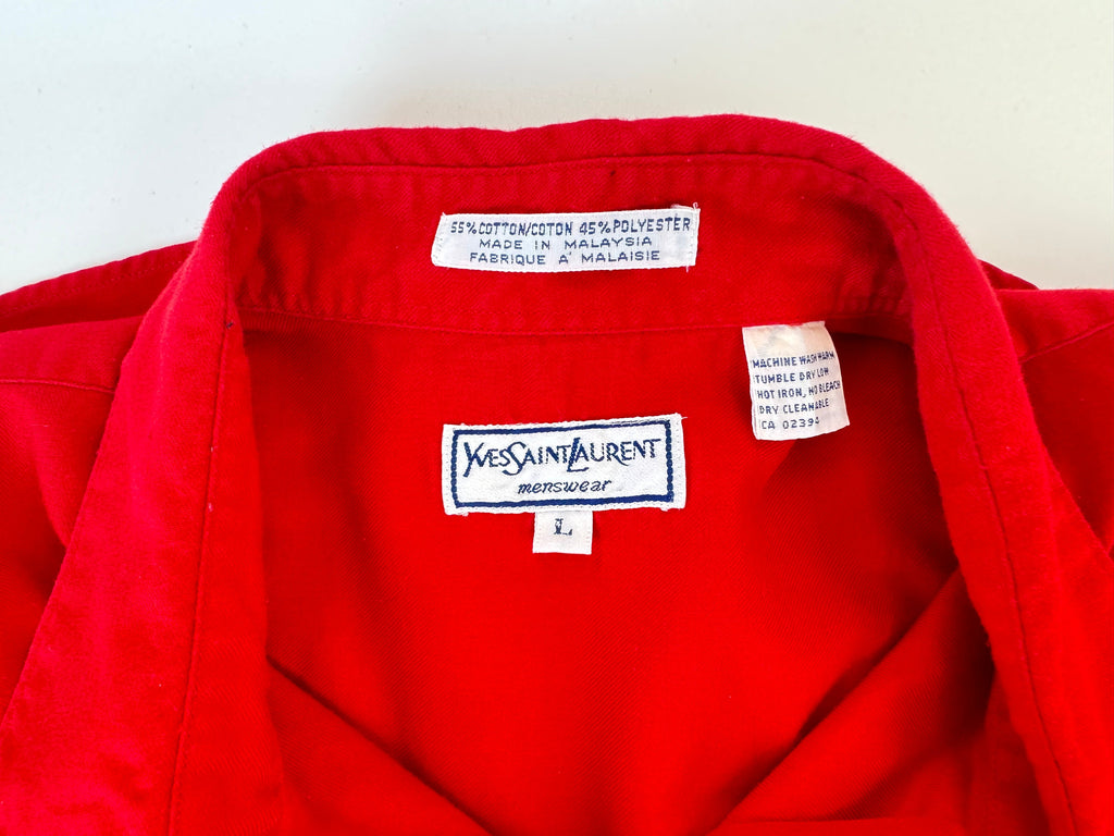 Product image for 'vintage yves saint laurent ysl menswear long sleeve button up red shirt double breast pocket size large l' (view 585a84)