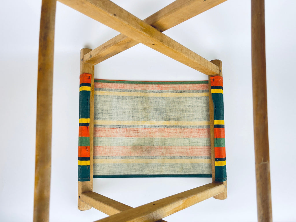 Product image for 'vintage folding wood striped cloth stool camping chair' (view 05a690)