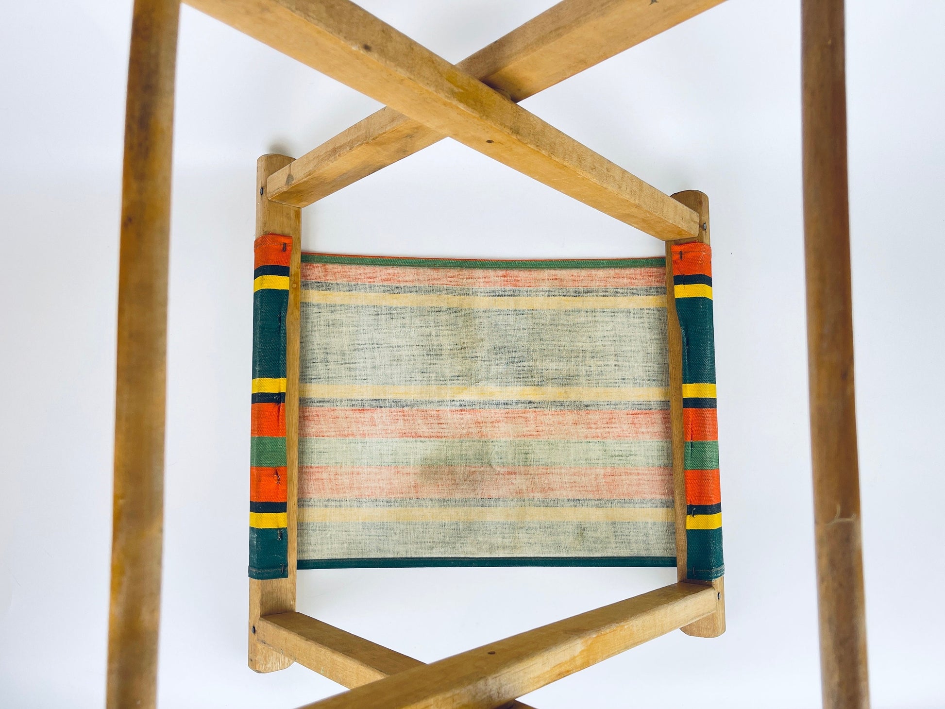 Product image for 'vintage folding wood striped cloth stool camping chair' (view 05a690)