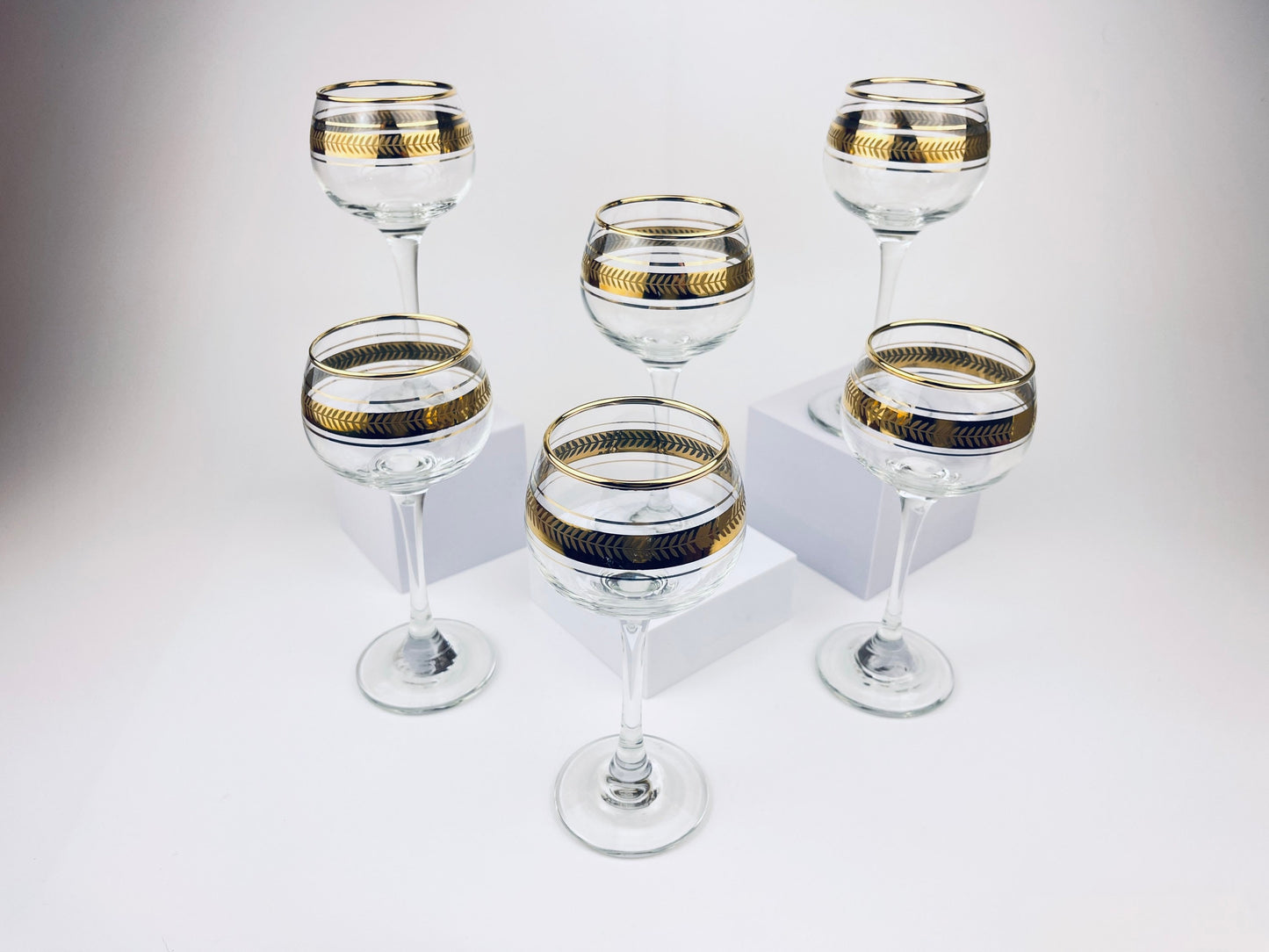 Product image for 'vintage gold textured vine stemmed drinking glasses set of six 6' (view 3ae189)