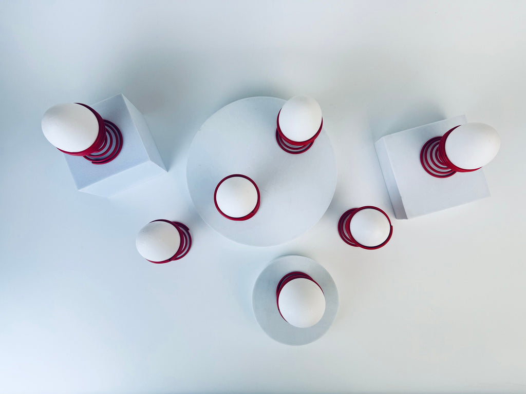 Product image for 'vintage 1980s metal spring egg skelter cup holders sets sold separately' (view eccc4d)
