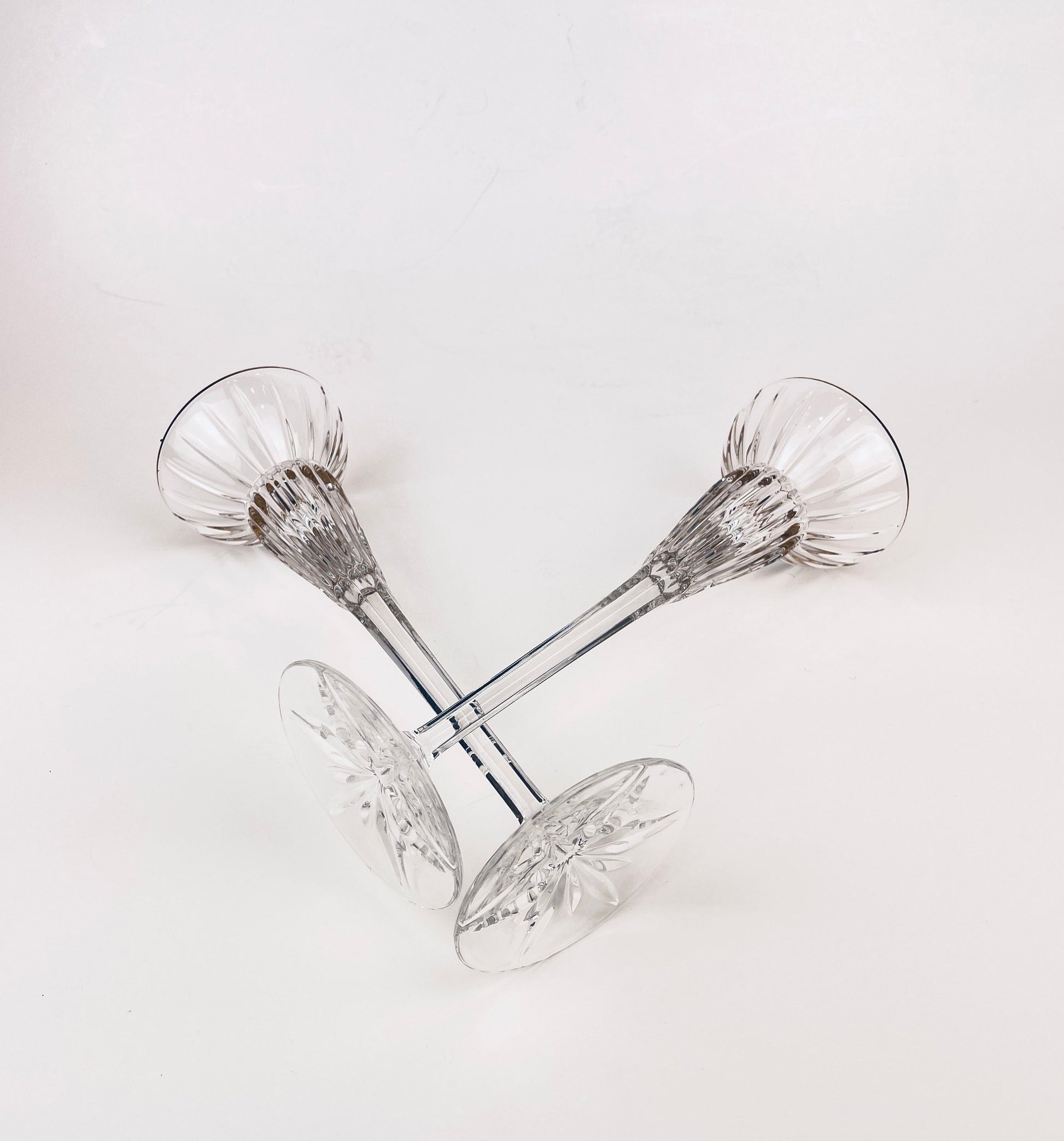 Product image for 'vintage crystal gold rimmed candlestick holders set of 2' (view cbc064)
