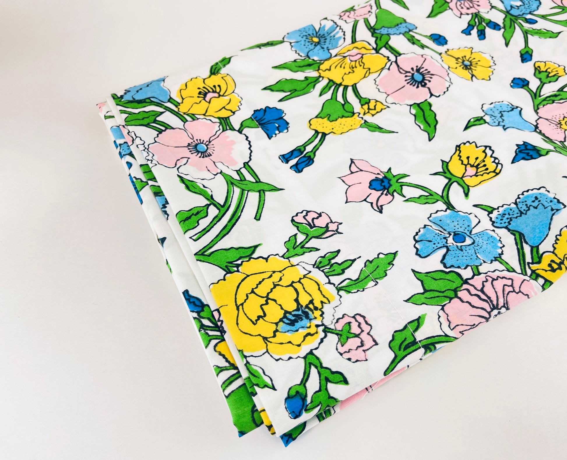 Product image for 'vintage spring mills twin double bedding set floral flat fitted sheet set 65 35 cotton polyester blend made in usa' (view b52fdf)