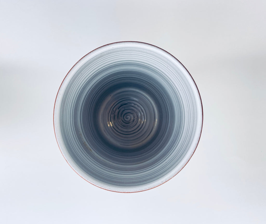 Product image for 'vintage wattisfield ware suffolk terracotta pottery widemouth vase hand painted mid century modern pattern made in england' (view 2363f6)