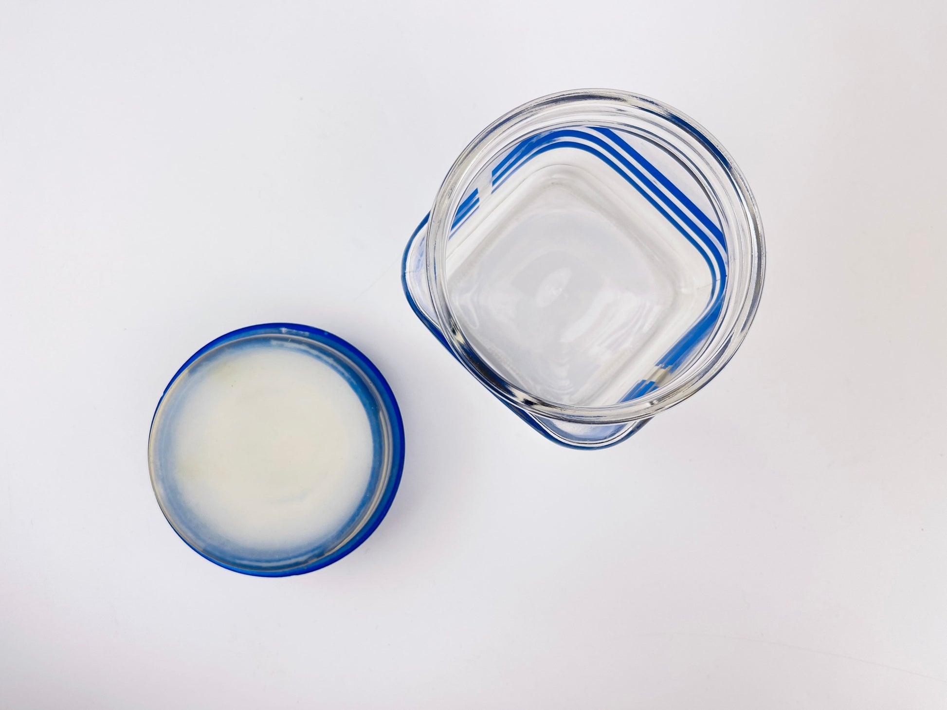 Product image for 'vintage 1980s blue striped glass jar with waffle lid airtight retro kitchen storage' (view 124e7e)
