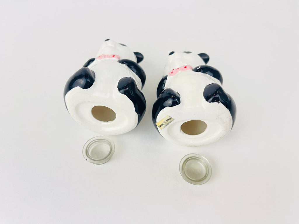 Product image for 'vintage fancy panda salt pepper shakers made in taiwan 1980s ceramic duo' (view e1b967)