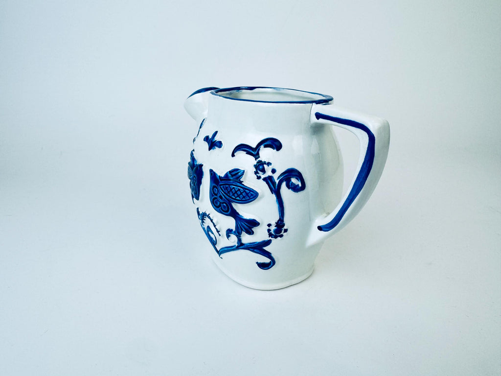 Product image for 'vintage rubens blue white floral bird ceramic watering can designed in hollywood made in japan' (view 5a9629)