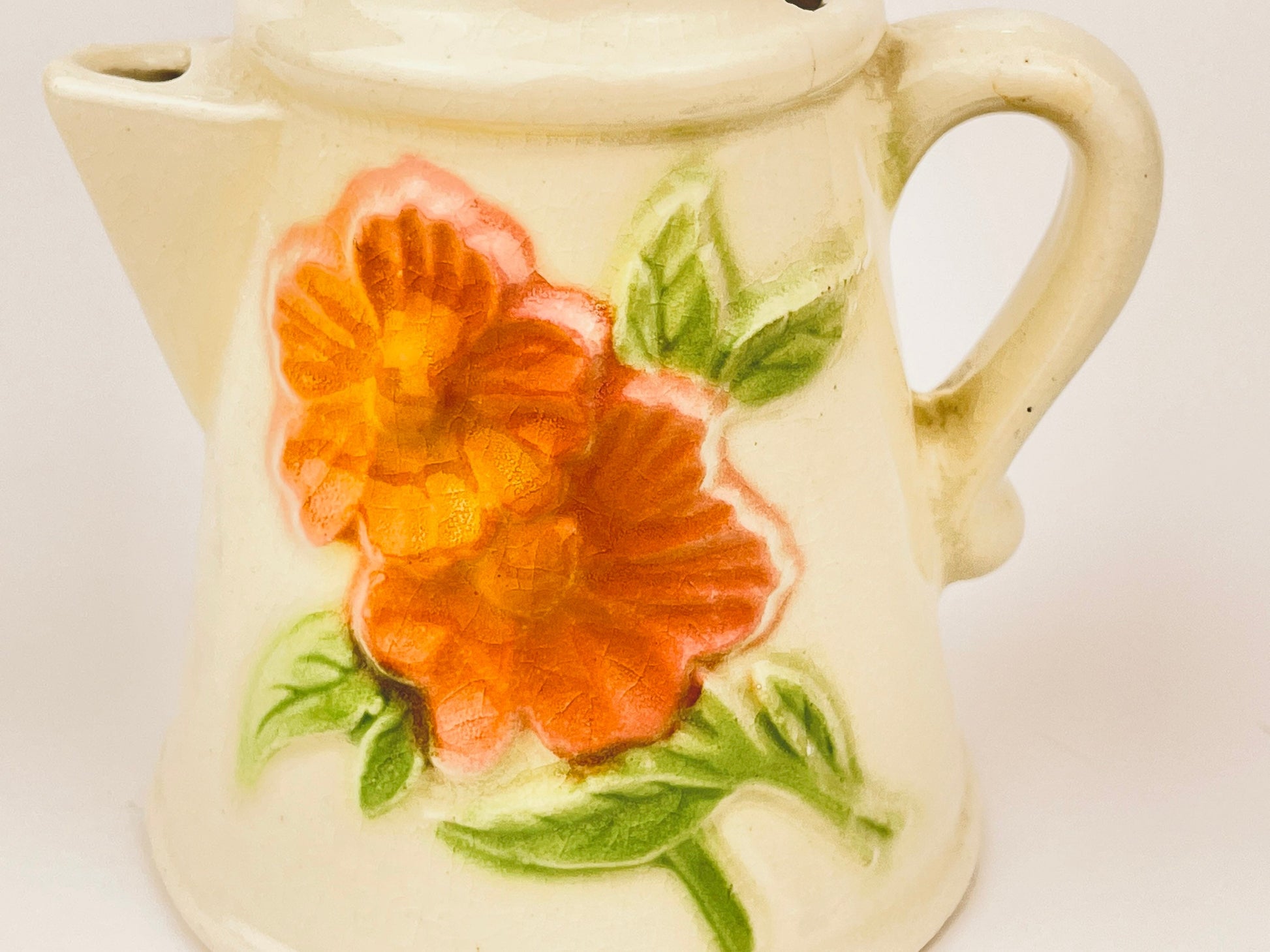 Product image for 'vintage pink floral ceramic watering jug with elegant crazing shabby chic garden accent' (view 96f8ae)