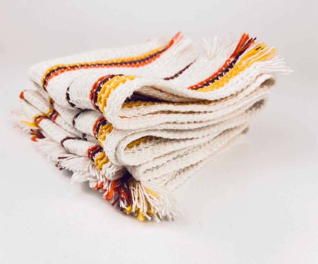 Product image for 'vintage rectangular striped waffle hand towels set of two 2 100 cotton' (view f7191b)
