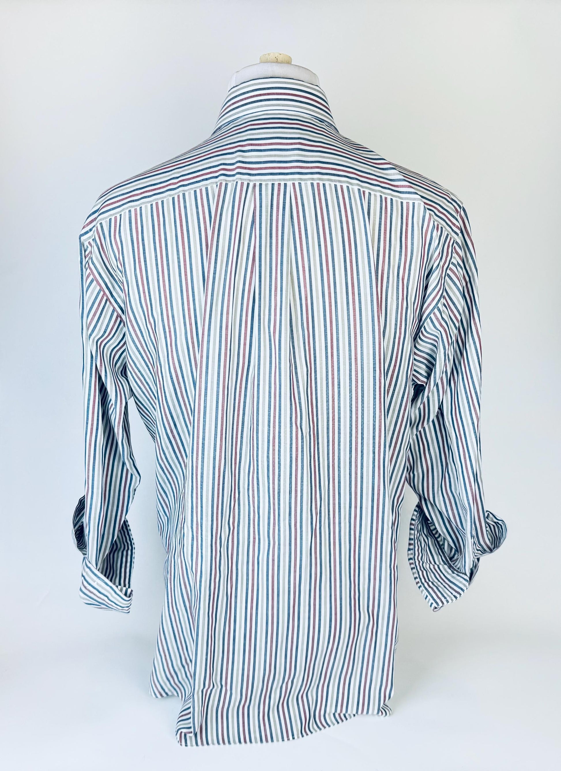 Product image for 'vintage woodwards classic light weight striped long sleeve white button down shirt size medium 17 33' (view 6e943b)