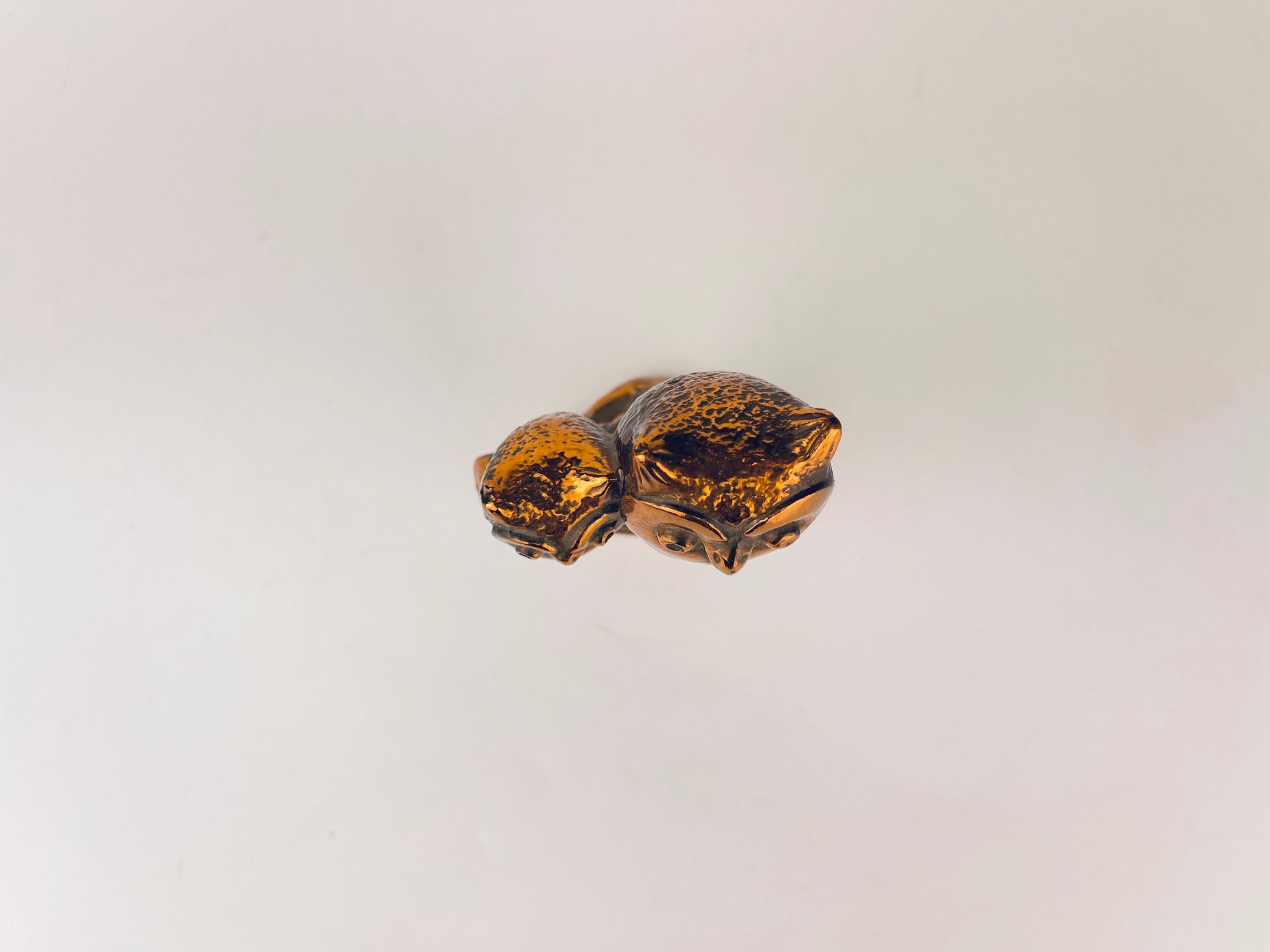 Product image for 'vintage copper metal perched owl duo tabletop figurine sculpture' (view 8bfbeb)