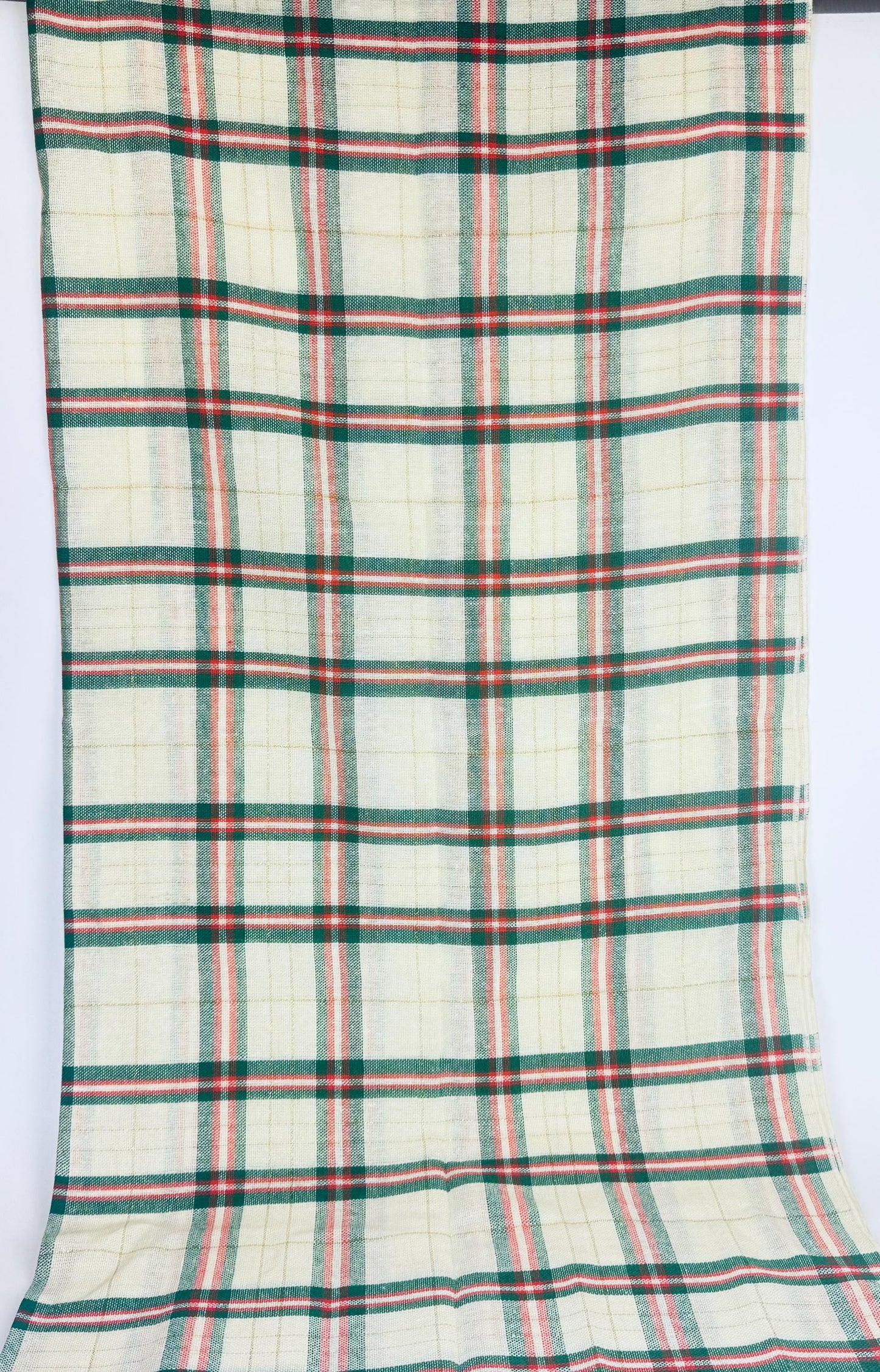 Product image for 'vintage square christmas plaid table cloth gold metallic stripe new old stock nos' (view 252bfd)