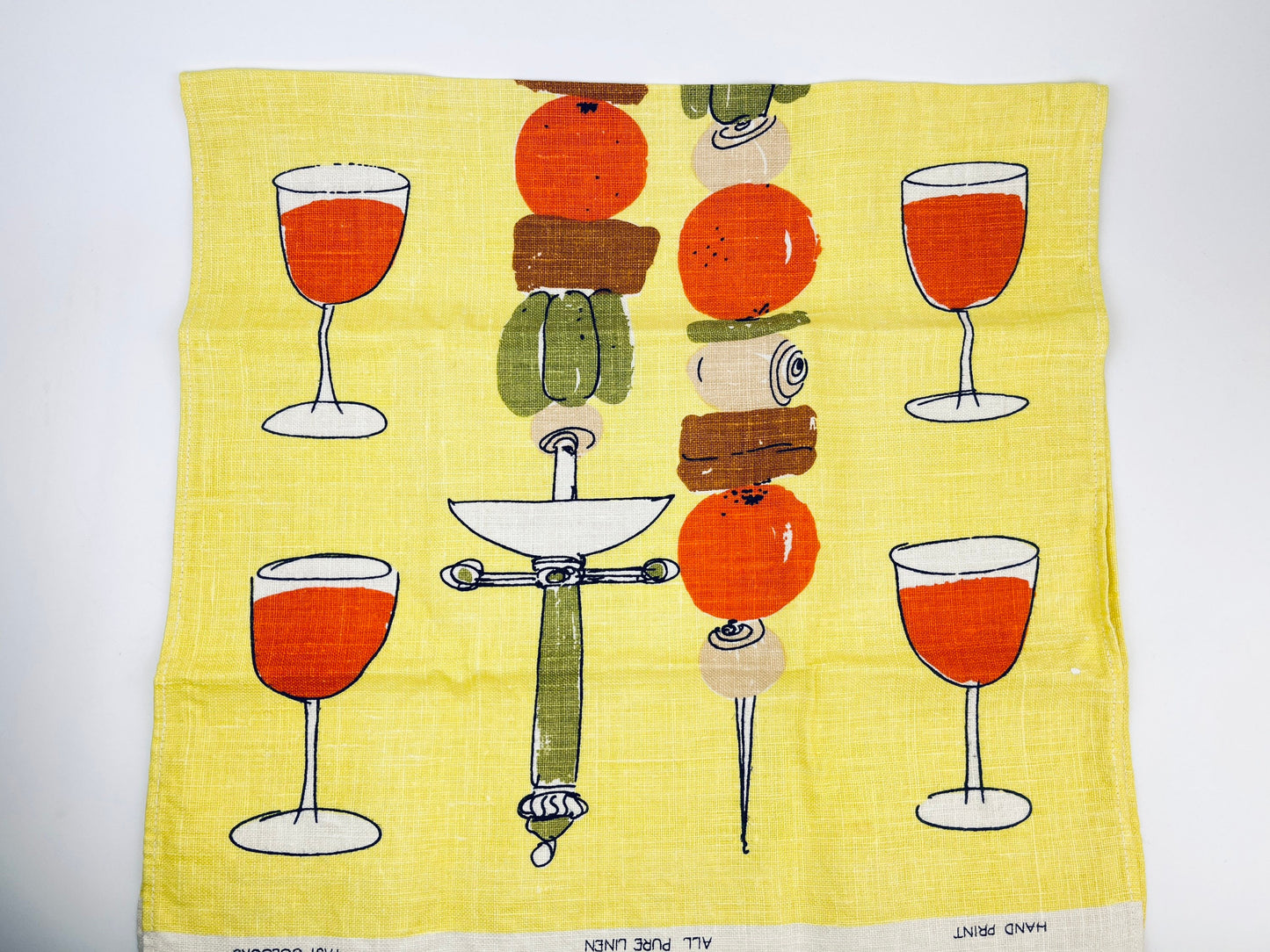 Product image for 'vintage bbq wine glass tea towel bbq statement towel all pure linen fast colours hand printed' (view 28dc1a)