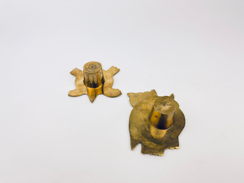 Product image for 'vintage owl turtle gold brass candlestick holders sold separately' (view 32baf8)