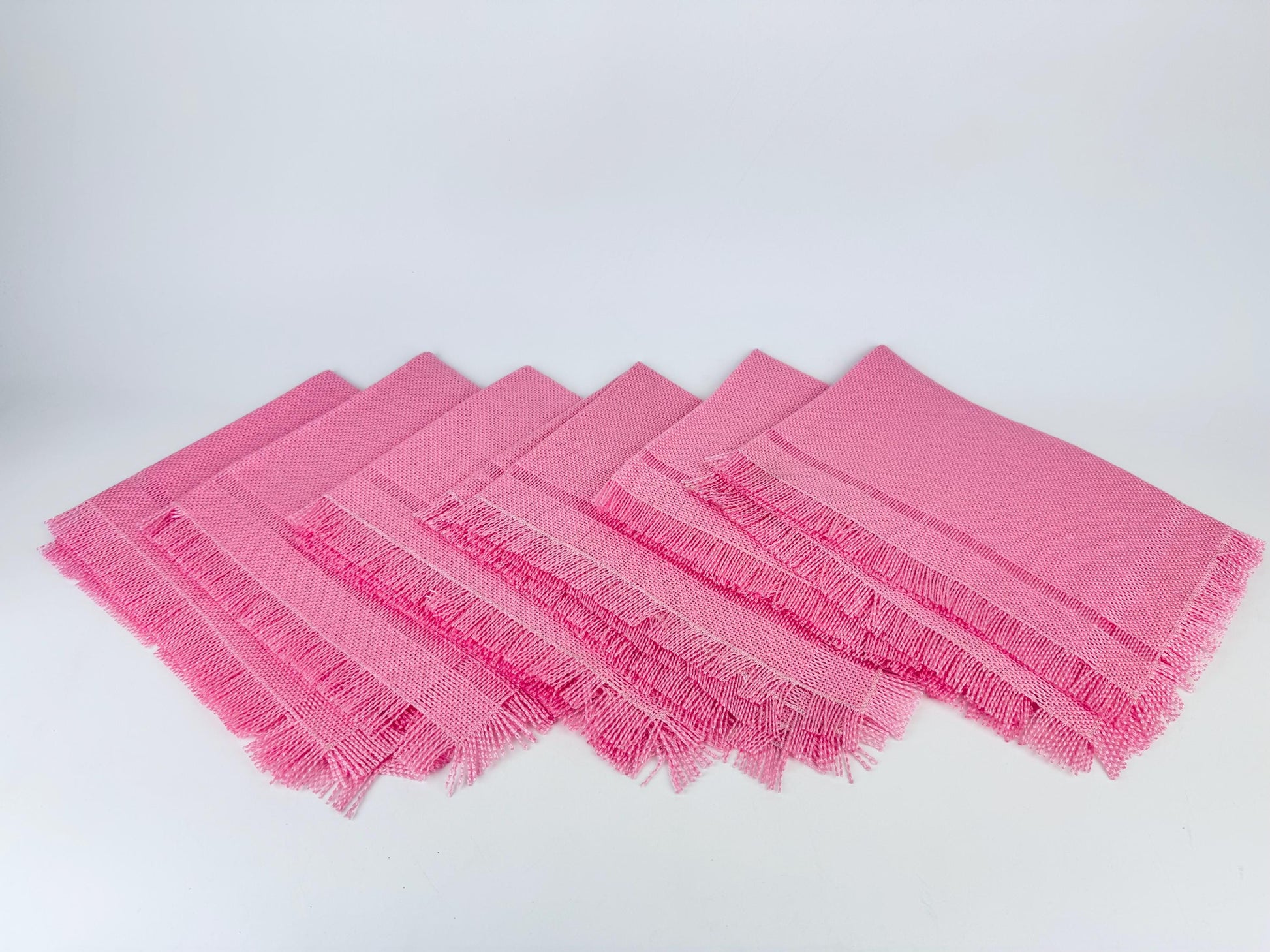 Product image for 'vintage bright pink fringe style rectangular place mats set of six 6' (view 1c4974)