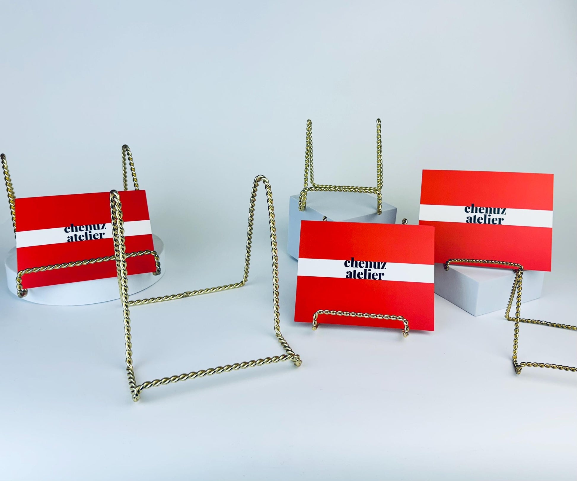 Product image for 'vintage twisted gold metal easel picture sheet music plate holder sold separately' (view e78b70)
