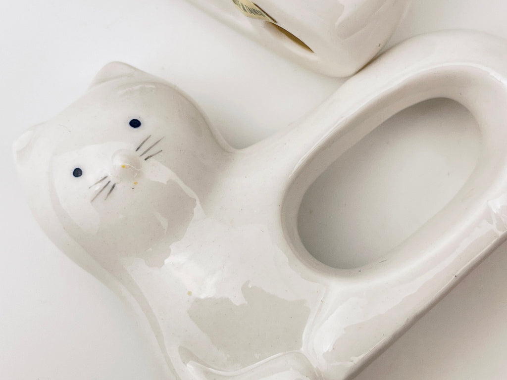 Product image for 'vintage white cat porcelain napkin ring holders set of four 4 imported exclusively by abbott' (view 3e4918)